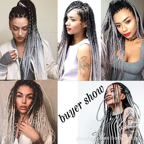 Jumbo Grey Braids Long 24Inch Braiding Hair Extension Synthetic Jumbo Wigs for Black Women High Temperature Synthetic Fiber
